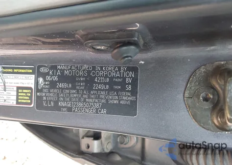 2006 Kia Optima Ex (New)/Lx (New) from USA, damaged, VIN KNAGE123865075387